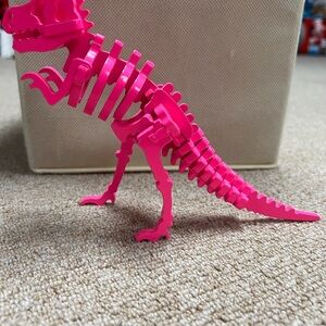 Metal T-Rex Skeleton Art Figure 5.5" Laser Cut Dinosaur Model Neon Pink Decor